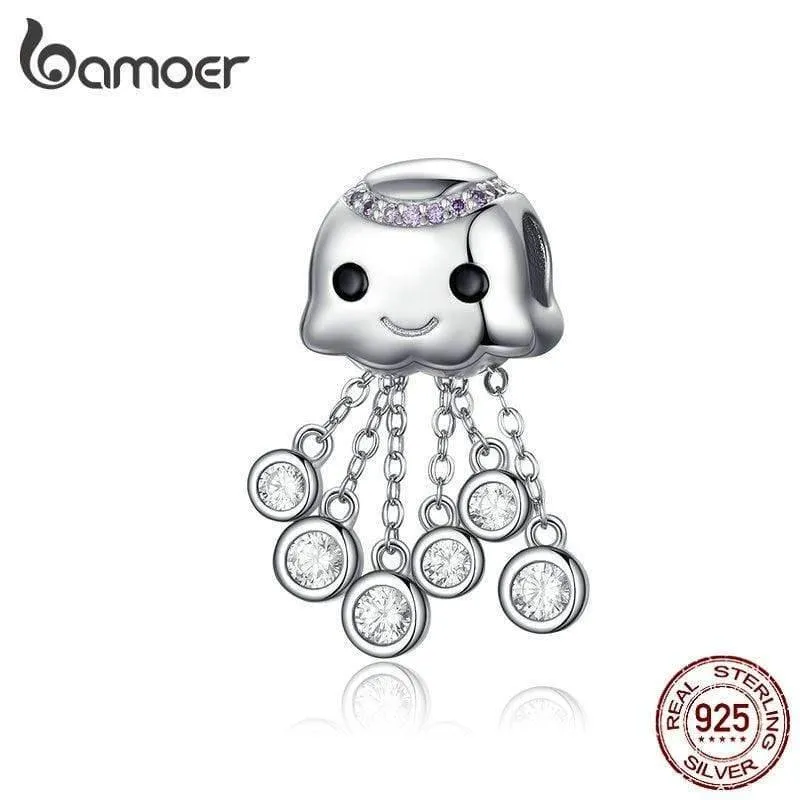 Design Quallen-Charm, echtes 100 % 925er Sterlingsilber, Kinder-Charm-Perlen, passende Armbänder, Perlen & Schmuckherstellung, BSC081