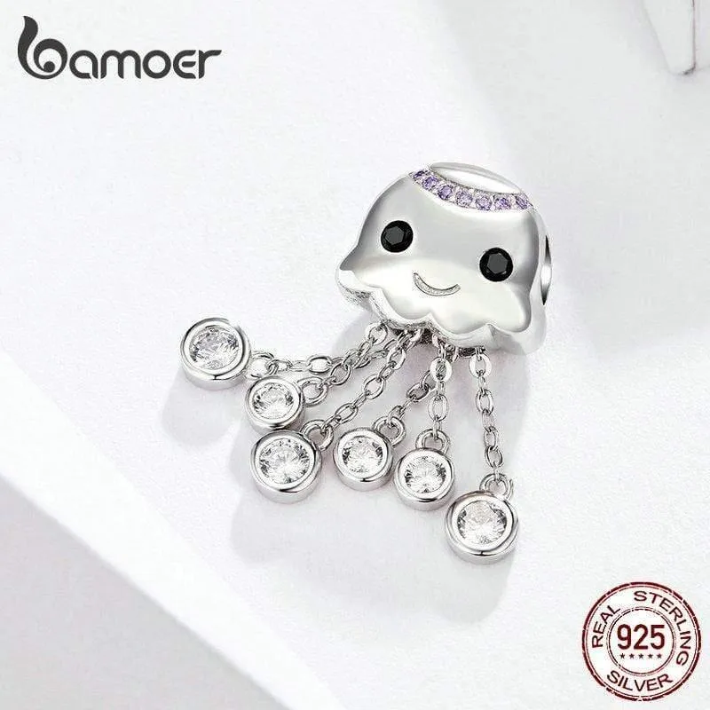 Design Quallen-Charm, echtes 100 % 925er Sterlingsilber, Kinder-Charm-Perlen, passende Armbänder, Perlen & Schmuckherstellung, BSC081