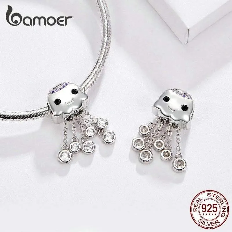 Design Quallen-Charm, echtes 100 % 925er Sterlingsilber, Kinder-Charm-Perlen, passende Armbänder, Perlen & Schmuckherstellung, BSC081