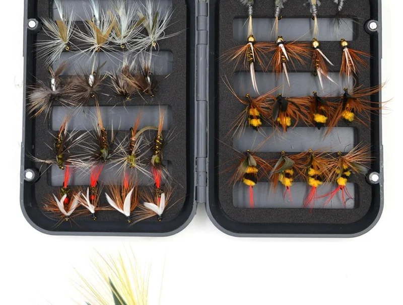 32 Teile/schachtel Forelle Nymphe Fliegenfischen Locken Trocken/Nass Fliegen Nymphen Eisfischen Lockt Künstliche Köder mit Box