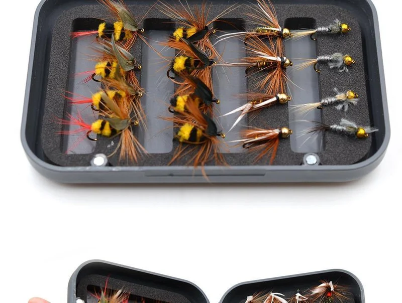 32 Teile/schachtel Forelle Nymphe Fliegenfischen Locken Trocken/Nass Fliegen Nymphen Eisfischen Lockt Künstliche Köder mit Box