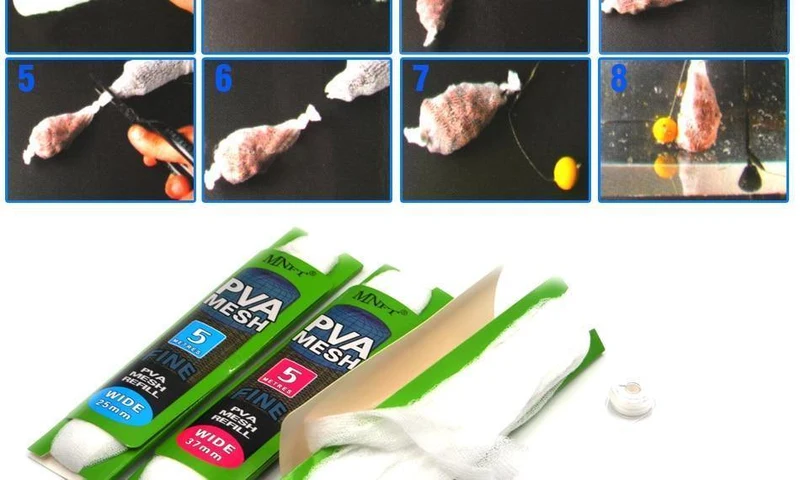 4Pcs 37mm * 5m & 25mm * 5m PVA Refill Mesh Karpfen Angeln Mesh köder Halten Tasche Großhandel Dropshipping Angelgerät Zubehör