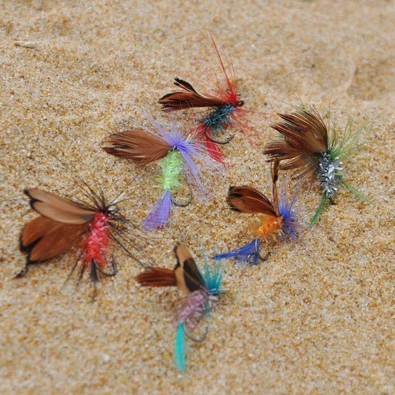 12 Stück Trockenfliegen Fliegenfischen Fliegen Kit Bass Lachs Forellen Fliegen Schwimmende Angelköder Angelköder