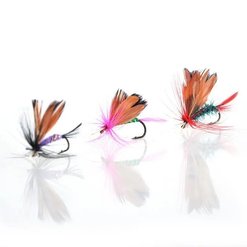 12 Stück Trockenfliegen Fliegenfischen Fliegen Kit Bass Lachs Forellen Fliegen Schwimmende Angelköder Angelköder