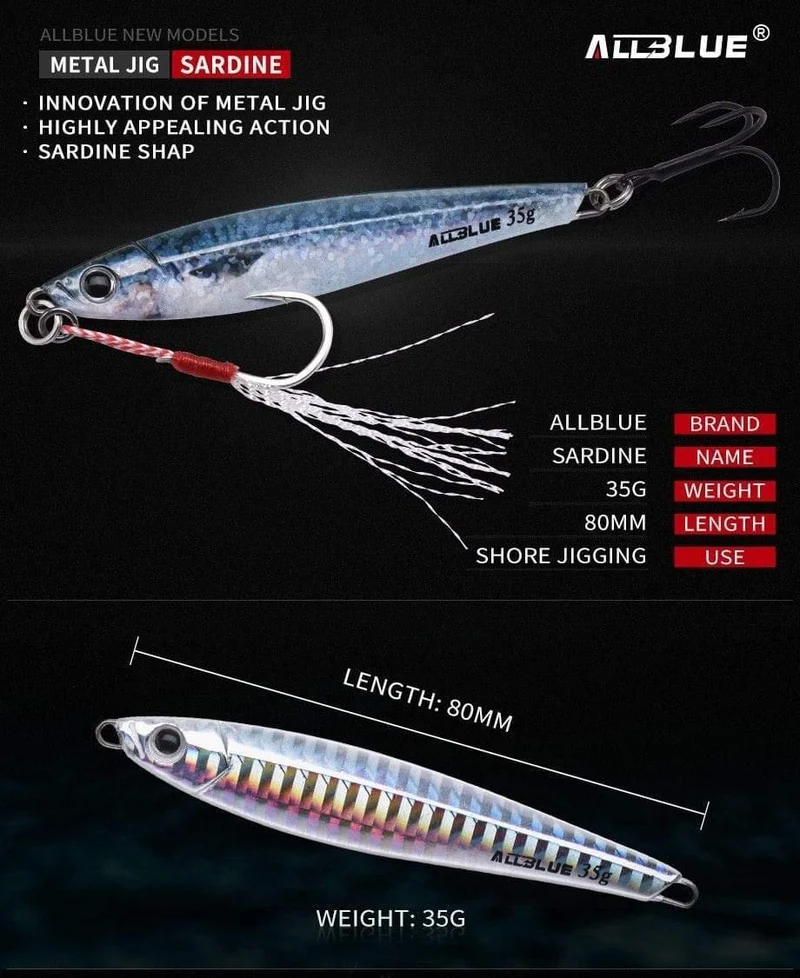 Metall-Jigging-Löffel, 35 g, 3D-Druck, Laser, künstlicher Köder, Shore-Angeln, Casting, Jig-Köder, superhartes Blei, Fisch-Angelköder