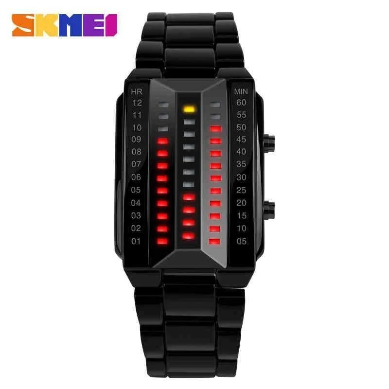 Relogio masculino mode skmei uhr Liebhaber LED Männer Frauen Edelstahl Rot Binary Luminous Electronic Display Sport uhren