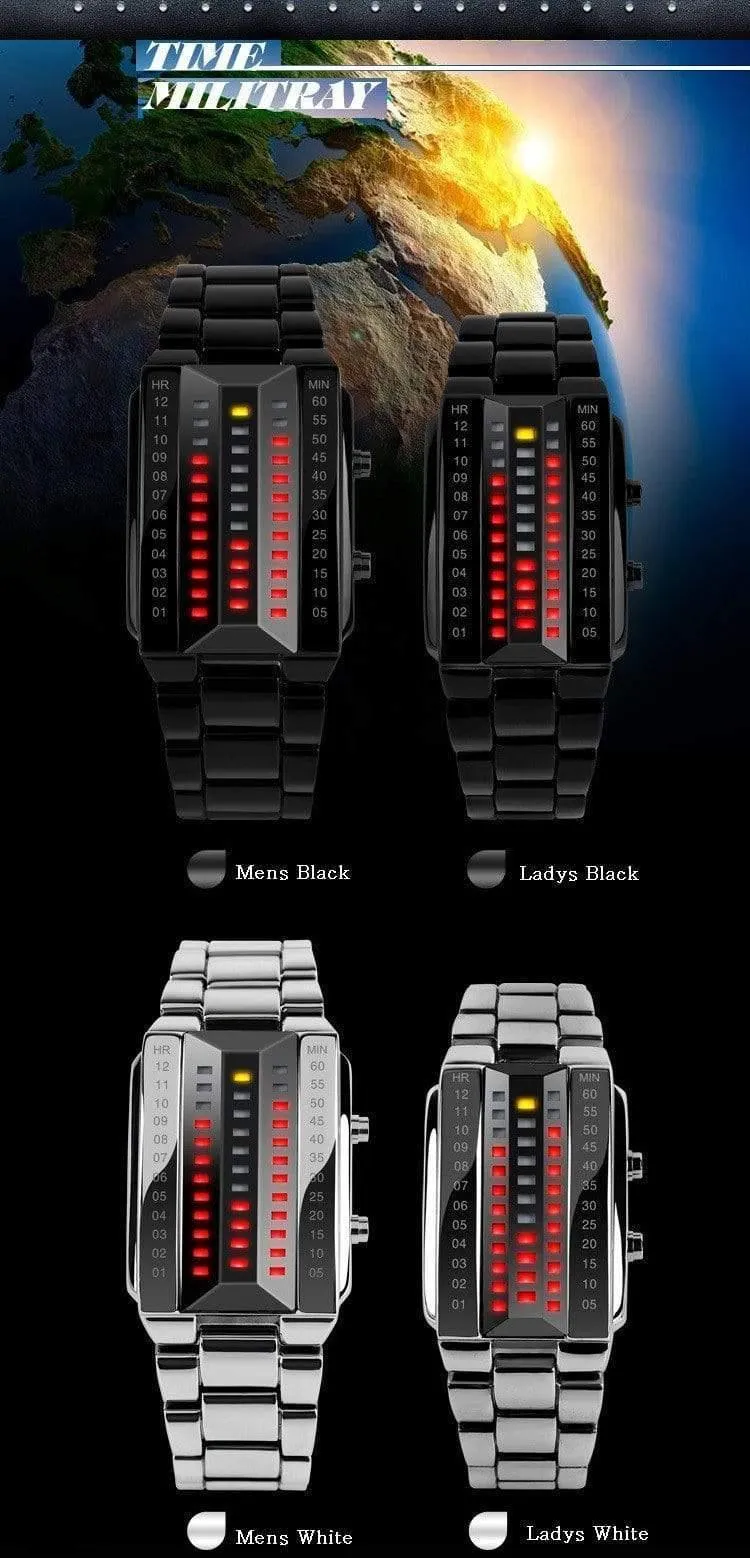 Relogio masculino mode skmei uhr Liebhaber LED Männer Frauen Edelstahl Rot Binary Luminous Electronic Display Sport uhren