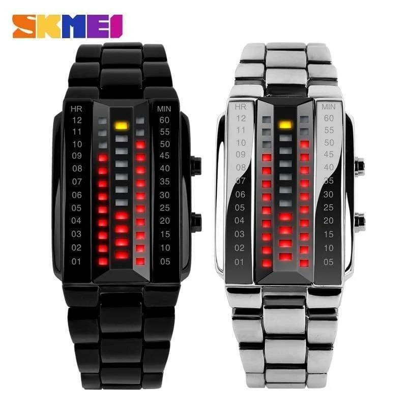 Relogio masculino mode skmei uhr Liebhaber LED Männer Frauen Edelstahl Rot Binary Luminous Electronic Display Sport uhren