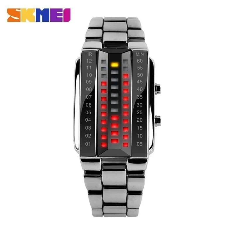 Relogio masculino mode skmei uhr Liebhaber LED Männer Frauen Edelstahl Rot Binary Luminous Electronic Display Sport uhren