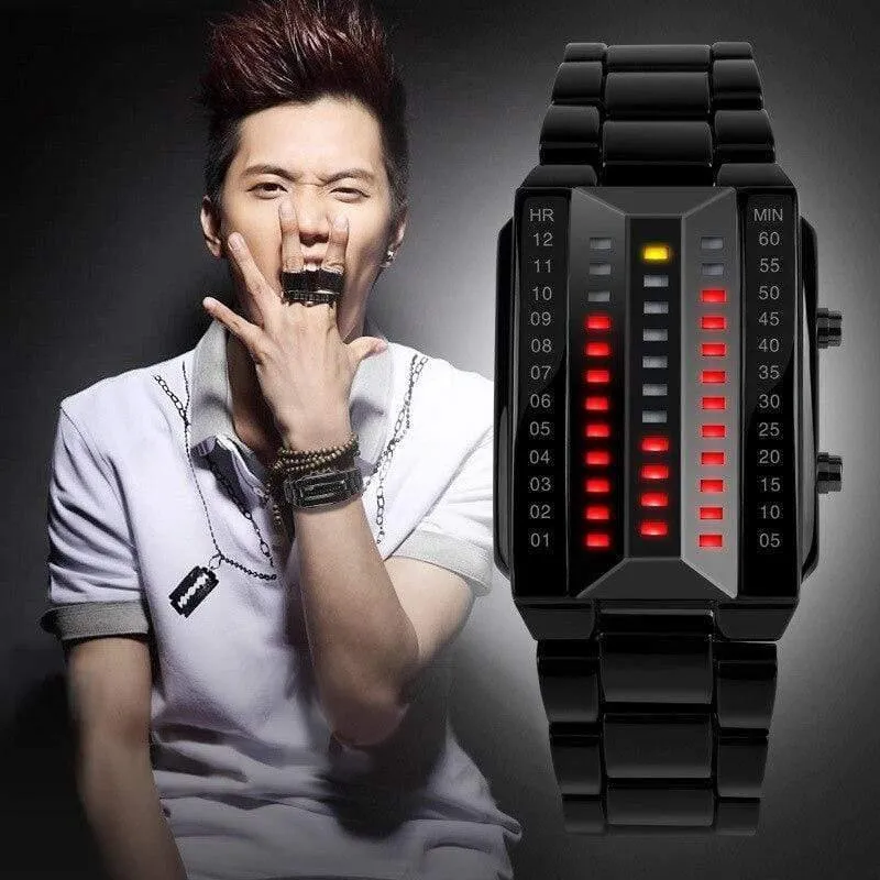 Relogio masculino mode skmei uhr Liebhaber LED Männer Frauen Edelstahl Rot Binary Luminous Electronic Display Sport uhren