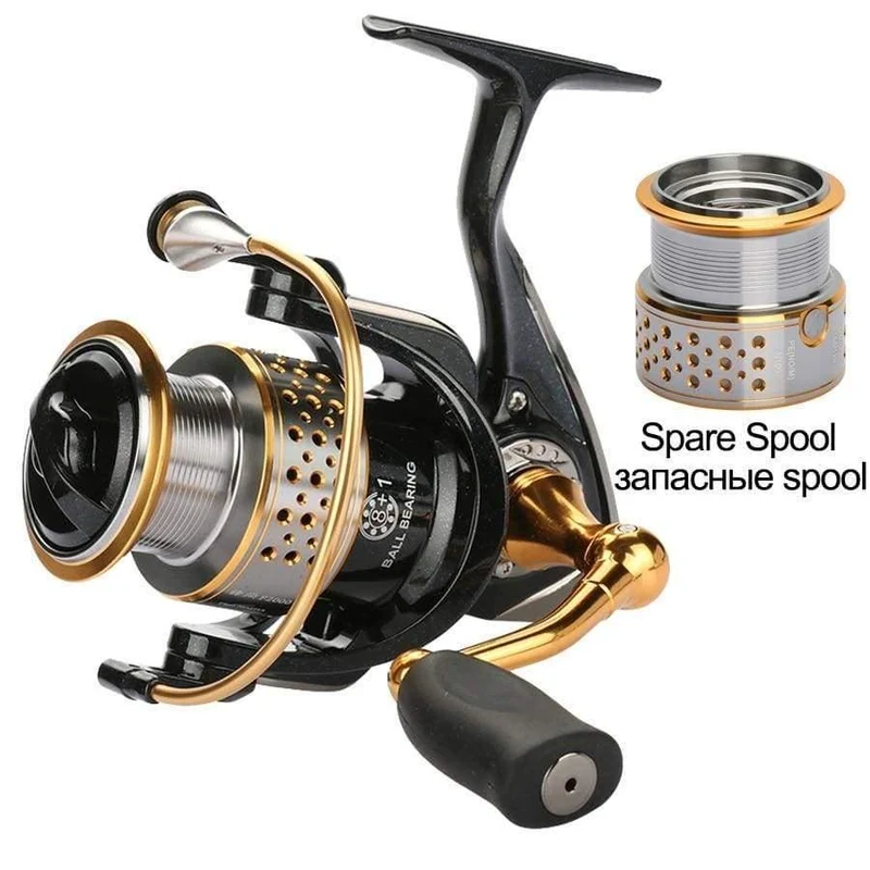 Metall Angelrolle Spule Meer Spinning Reels Tiefe und Flache Spool 2000 Serie 5.2:1 9BB Drag Power 6kg Für Angeln
