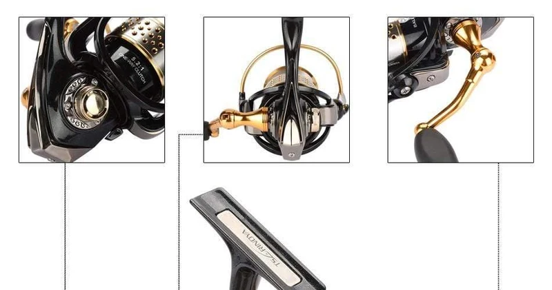 Metall Angelrolle Spule Meer Spinning Reels Tiefe und Flache Spool 2000 Serie 5.2:1 9BB Drag Power 6kg Für Angeln