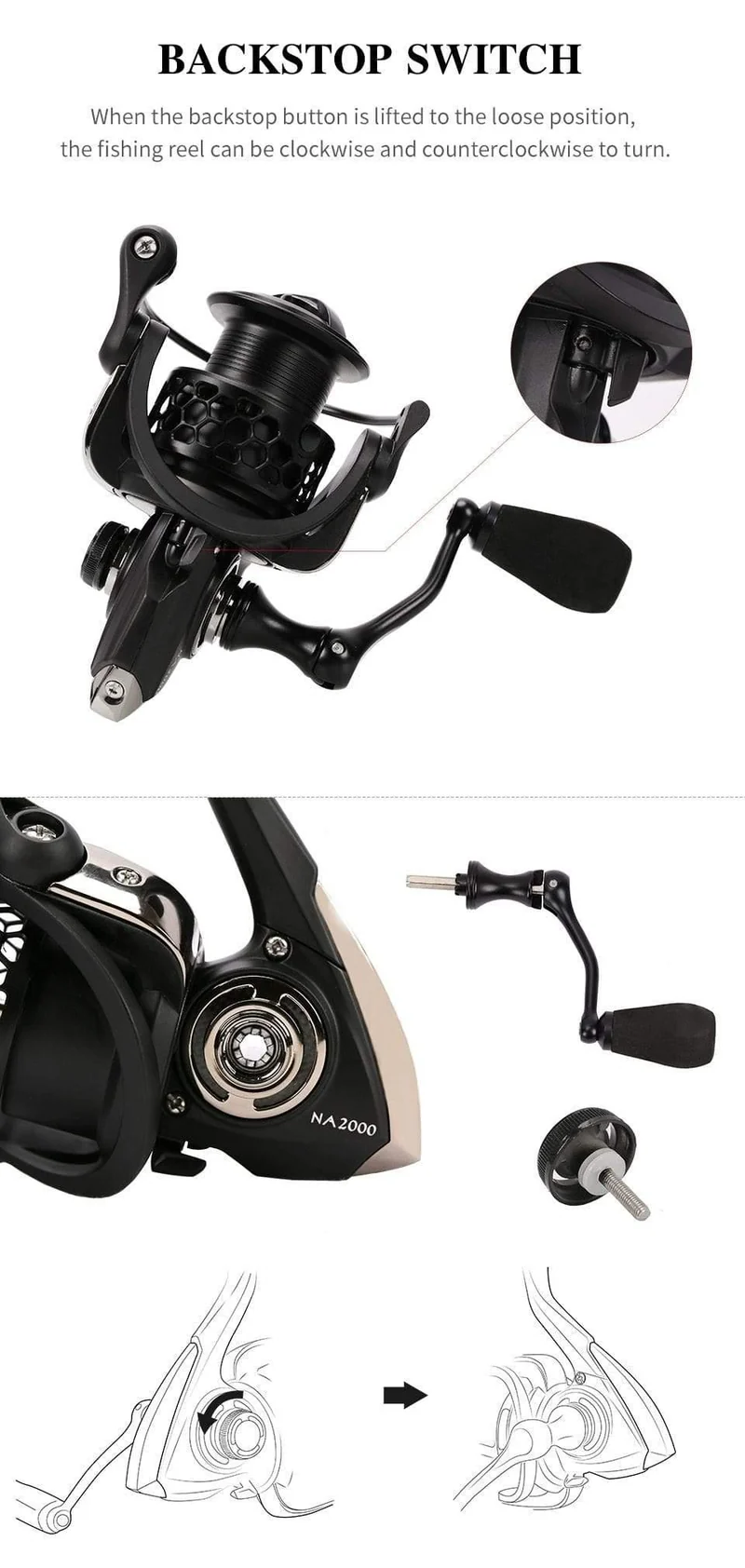 NA2000 3000 4000 5000 Salzwasser-Angelrollen 9B 5.2:1 Carretilhas De Pescaria Moulinet De Peche Spinnrad