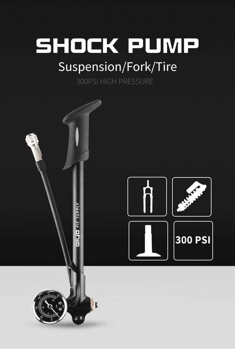 Pumpe 300 psi Hochdruck-Fahrrad-Luftstoßdämpferpumpe für Gabel und Hinterradaufhängung, Fahrradpumpe, Mountainbike-Pumpe mit Manometer