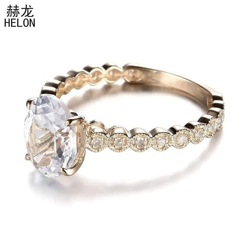 925-zertifizierter ovaler Schliff, 9 x 7 mm, 2.16 ct, 100 % echter weißer Topas, echter Diamant, Verlobungsring, edler Schmuck