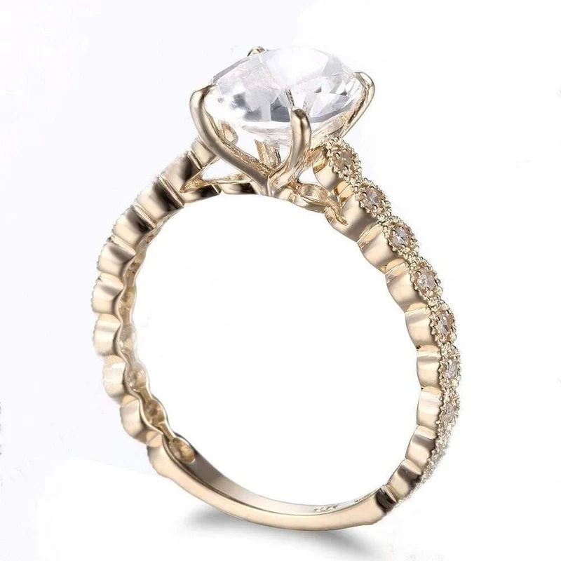 925-zertifizierter ovaler Schliff, 9 x 7 mm, 2.16 ct, 100 % echter weißer Topas, echter Diamant, Verlobungsring, edler Schmuck