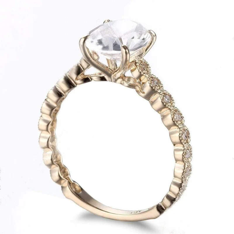 925-zertifizierter ovaler Schliff, 9 x 7 mm, 2.16 ct, 100 % echter weißer Topas, echter Diamant, Verlobungsring, edler Schmuck