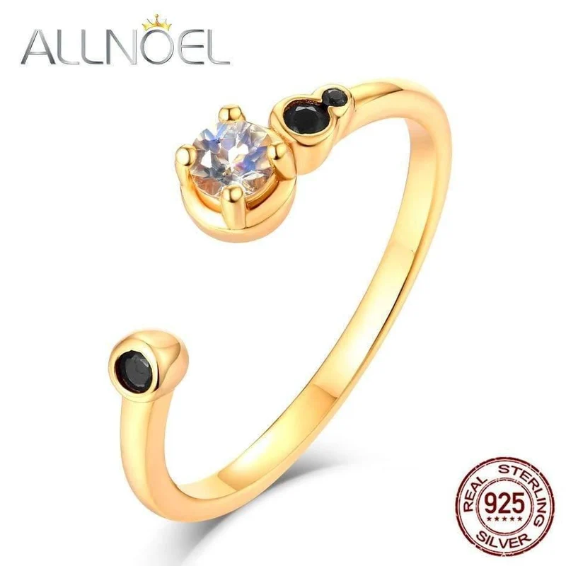 925 Sterling Silber Edelsteinring für Frauen 100% natürlicher Mondstein Zirkon Diamantring edler Schmuck Hochzeitsgoldringe