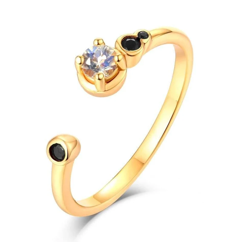 925 Sterling Silber Edelsteinring für Frauen 100% natürlicher Mondstein Zirkon Diamantring edler Schmuck Hochzeitsgoldringe