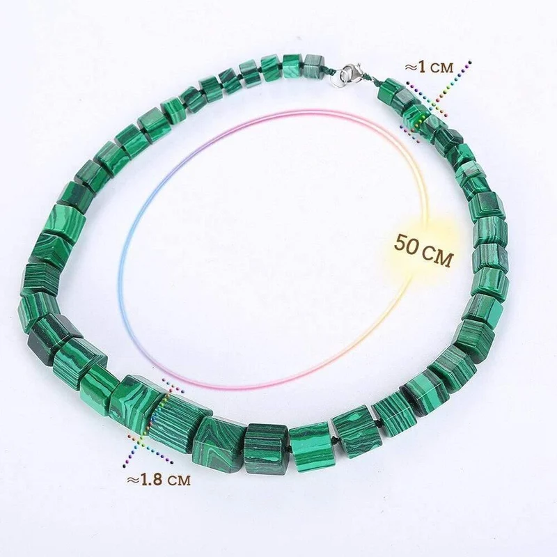 Malachit Halskette Choker Statement Damen Herren Magnesit Quadrat Diamant Stein Edelstein Power Kristall Shoker Feiner Schmuck