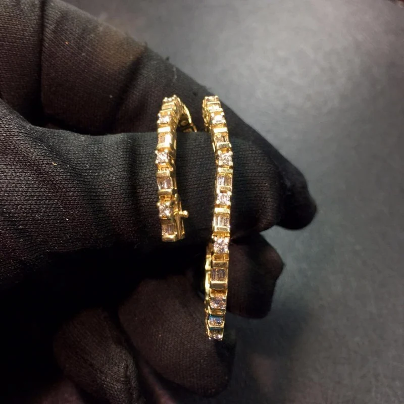 14K Gold G14K 100% natürliche weiße Diamanten Edelsteine ​​Liebesschmuck Armbänder für Damen Feine weibliche Armbänder