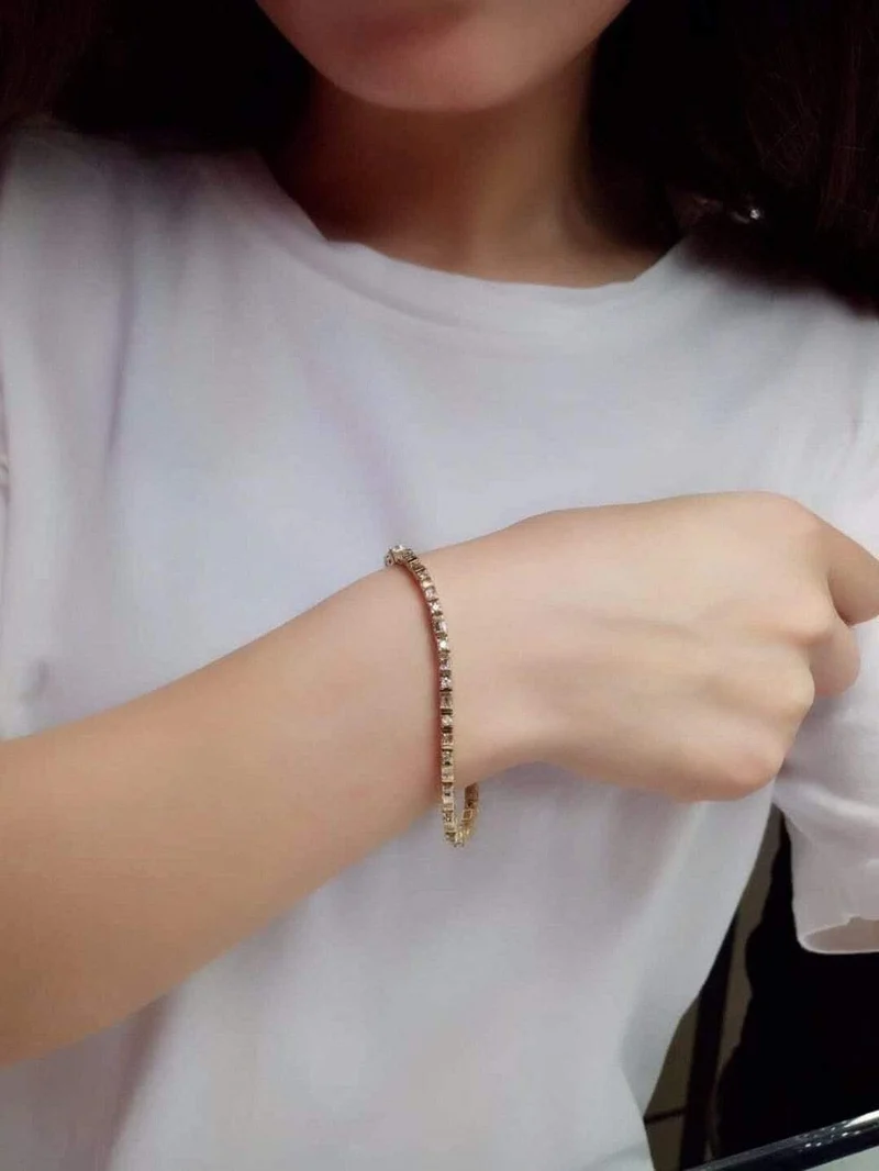 14K Gold G14K 100% natürliche weiße Diamanten Edelsteine ​​Liebesschmuck Armbänder für Damen Feine weibliche Armbänder