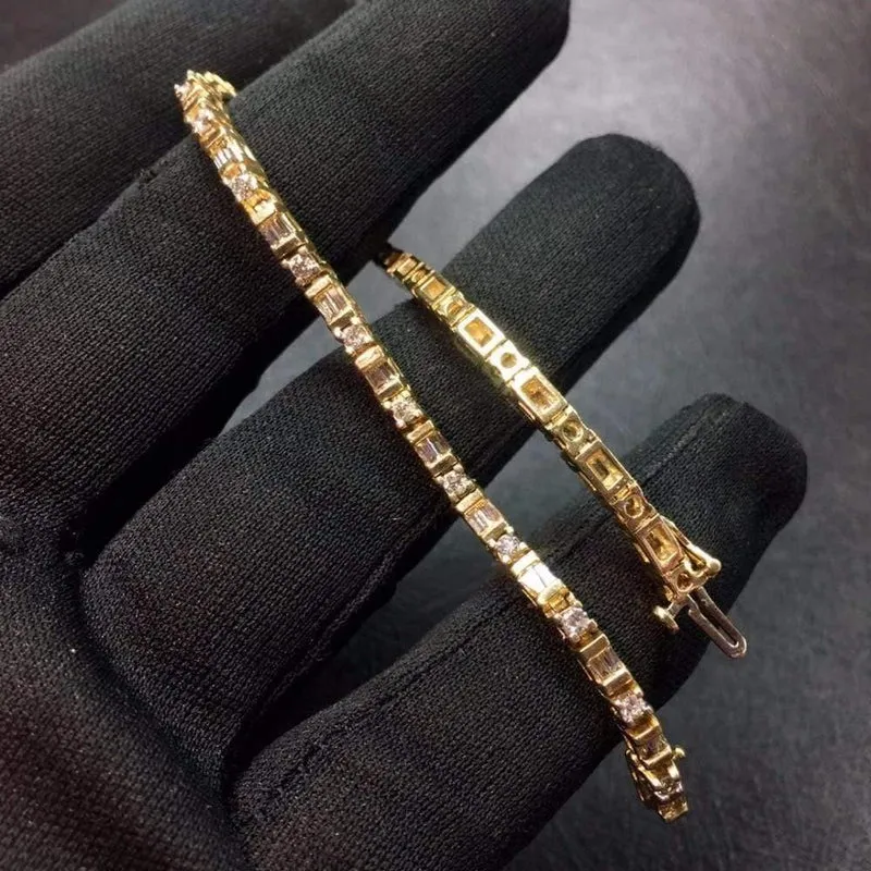 14K Gold G14K 100% natürliche weiße Diamanten Edelsteine ​​Liebesschmuck Armbänder für Damen Feine weibliche Armbänder