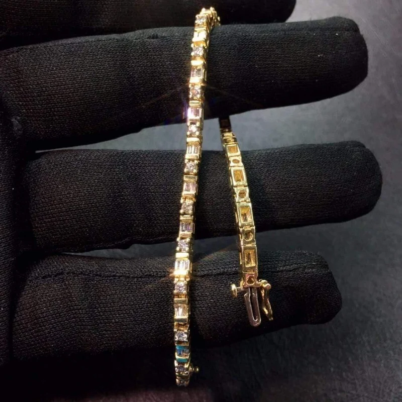 14K Gold G14K 100% natürliche weiße Diamanten Edelsteine ​​Liebesschmuck Armbänder für Damen Feine weibliche Armbänder