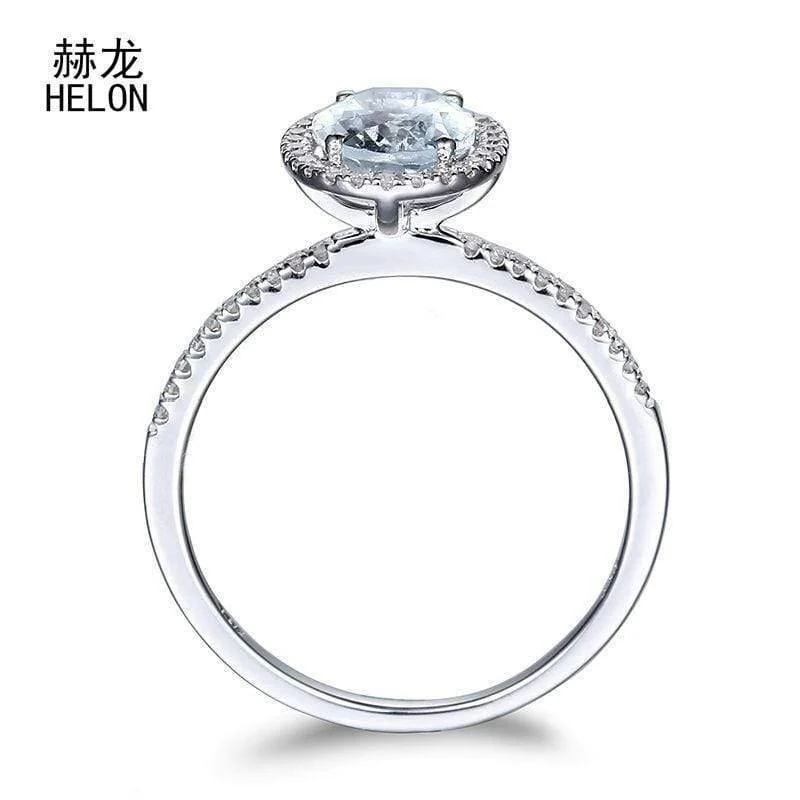 Ovale Aquamarin-Edelsteinringe aus massivem 10-karätigem Weißgold, Verlobungsringe mit Diamanten für Frauen, Hochzeit, trendiger feiner Schmuck