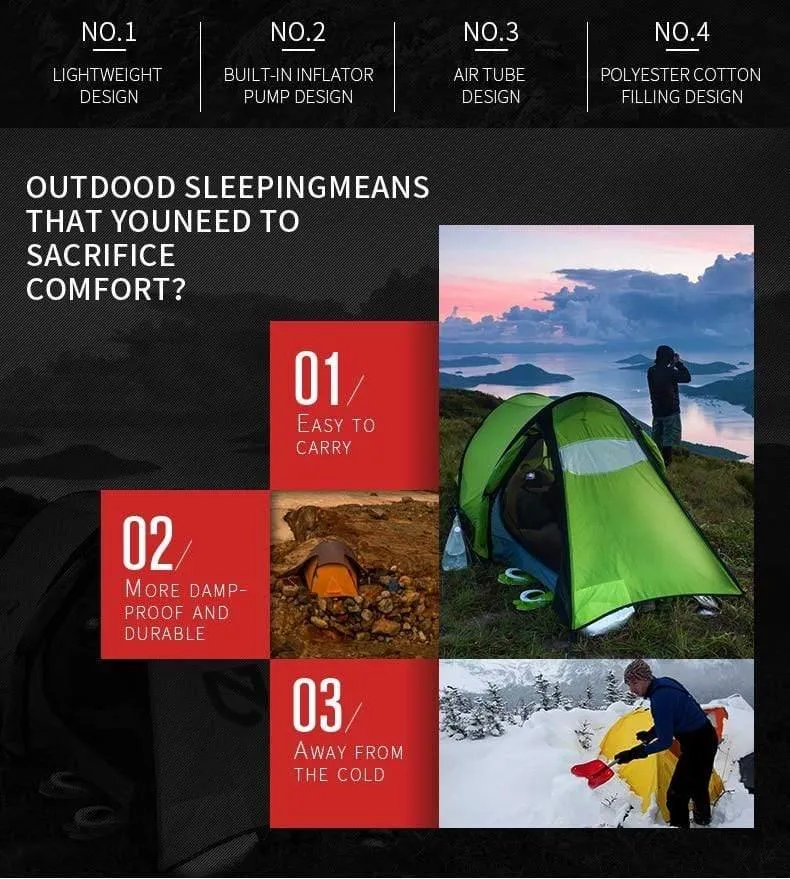 Ultraleichte Outdoor-Isomatte, feuchtigkeitsbeständige aufblasbare Luftmatte mit TPU-Flim-Camping-Luftschlauchbett