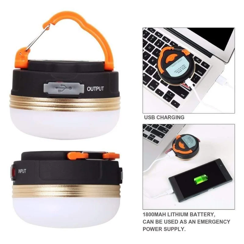 Mini tragbare Camping Lichter 3W LED Camping Laterne Zelte Lampe Outdoor Wandern Nacht Hängelampe USB wiederaufladbar