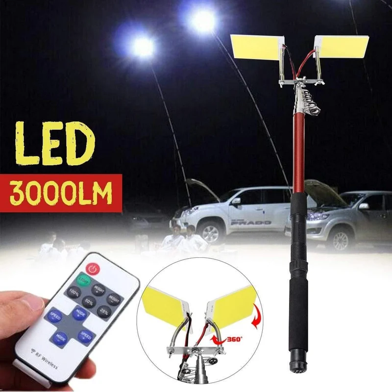 3.75M 12V Teleskop LED Angelrute Außenlaterne Fernbedienung Camping Lampe Licht für Road Trip Selbstfahrer unterwegs