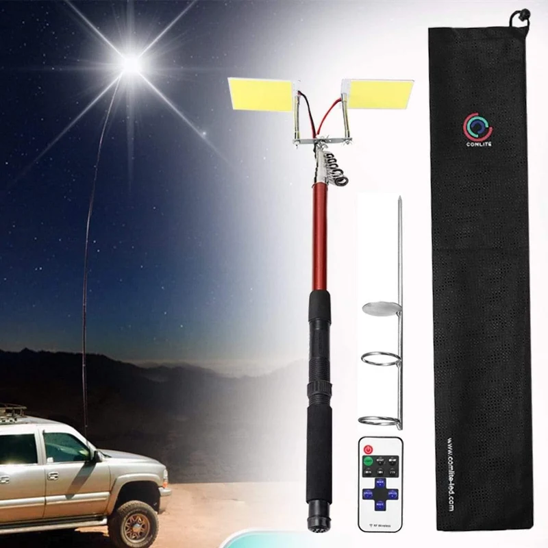 3.75M 12V Teleskop LED Angelrute Außenlaterne Fernbedienung Camping Lampe Licht für Road Trip Selbstfahrer unterwegs