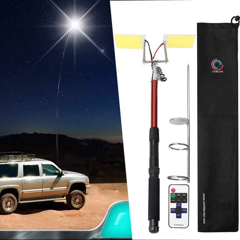 3.75M 12V Teleskop LED Angelrute Außenlaterne Fernbedienung Camping Lampe Licht für Road Trip Selbstfahrer unterwegs