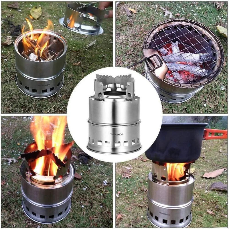 Camping Holzofen Winddicht Holzofen Tragbarer Outdoor-Klappofen für das Überleben im Rucksack Kochen Picknick