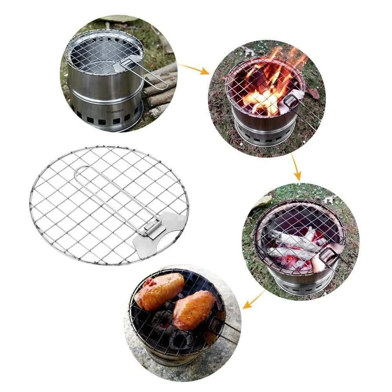 Camping Holzofen Winddicht Holzofen Tragbarer Outdoor-Klappofen für das Überleben im Rucksack Kochen Picknick