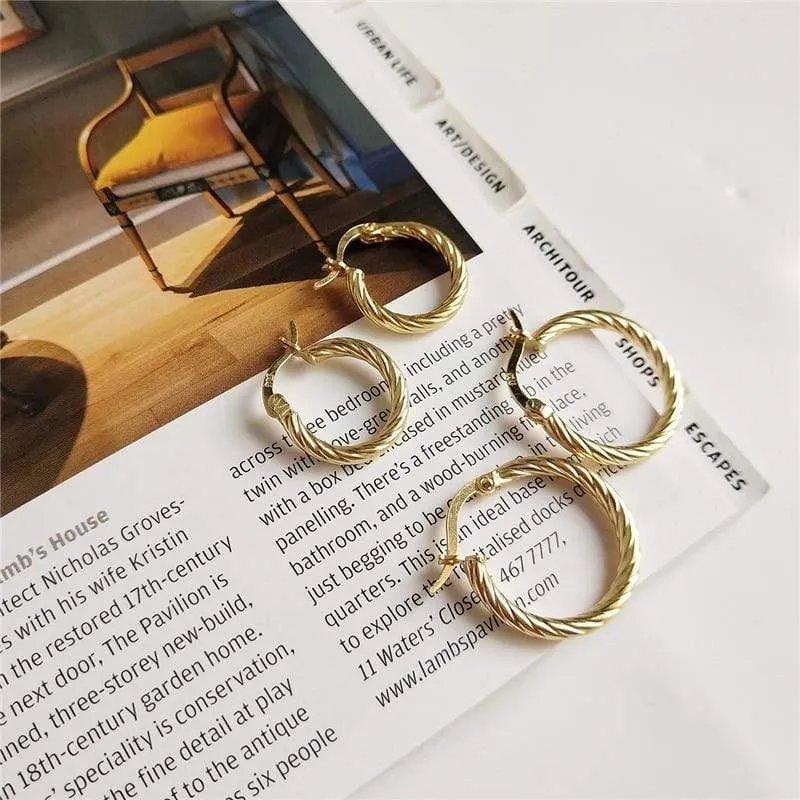 Silber Gold Twist Runde Creolen für Frauen Genuine 925 Sterling Silber Kreis Ohrringe für Frauen Paar Ohrring Ohr