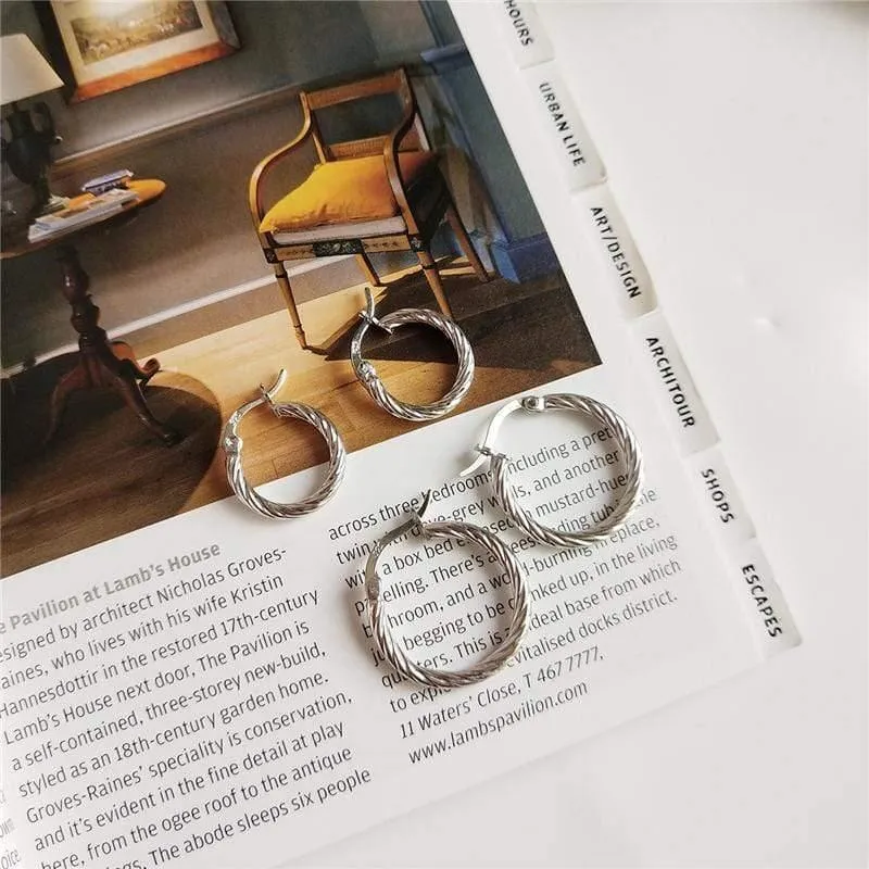 Silber Gold Twist Runde Creolen für Frauen Genuine 925 Sterling Silber Kreis Ohrringe für Frauen Paar Ohrring Ohr
