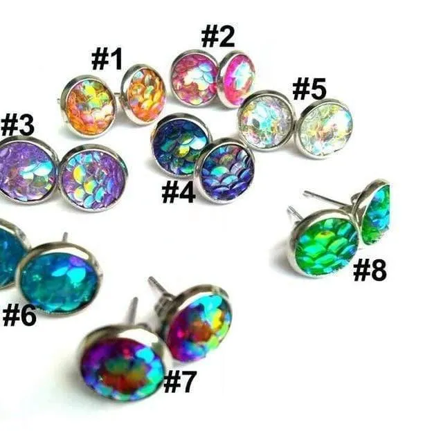 8mm 12 Farben Edelstahl Tiny Drusy Ohrstecker Round Cut Faux Druzy Ohrringe für Frauen 50 Paare / Los