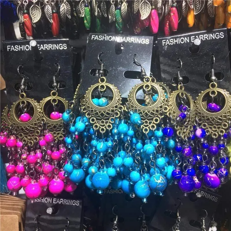 10 Pairs Mixed Style Böhmischen Acryl Perlen Quaste Ohrringe Anhänger Baumeln Ohrringe für Frauen Bulk Lots Schmuck