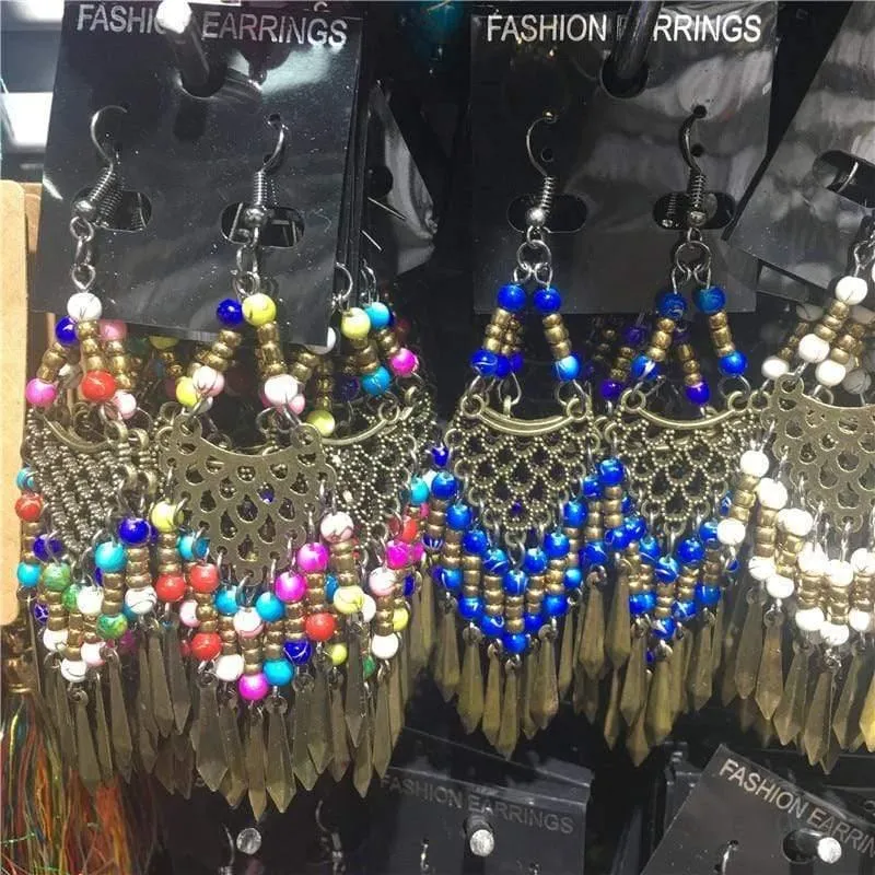 10 Pairs Mixed Style Böhmischen Acryl Perlen Quaste Ohrringe Anhänger Baumeln Ohrringe für Frauen Bulk Lots Schmuck