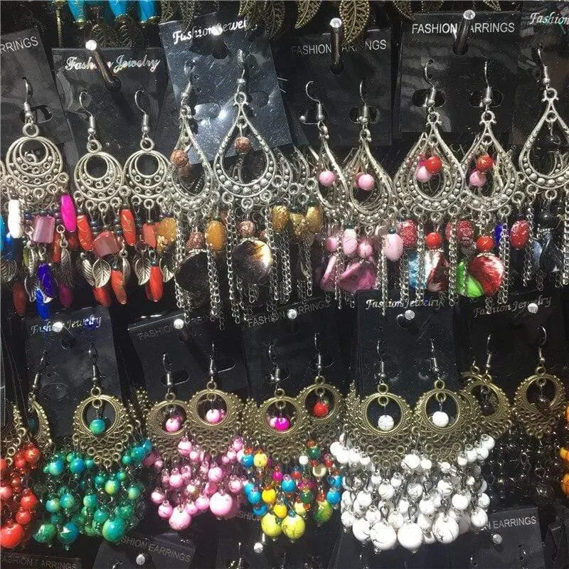 10 Pairs Mixed Style Böhmischen Acryl Perlen Quaste Ohrringe Anhänger Baumeln Ohrringe für Frauen Bulk Lots Schmuck