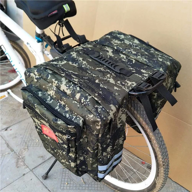 Mountain Road Fahrrad Fahrrad 2 in 1 Camo Kofferraumtaschen Radfahren Doppelseitige Gepäckträger Hecksitz Pannier Pack Gepäckträger
