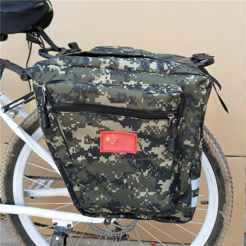 Mountain Road Fahrrad Fahrrad 2 in 1 Camo Kofferraumtaschen Radfahren Doppelseitige Gepäckträger Hecksitz Pannier Pack Gepäckträger