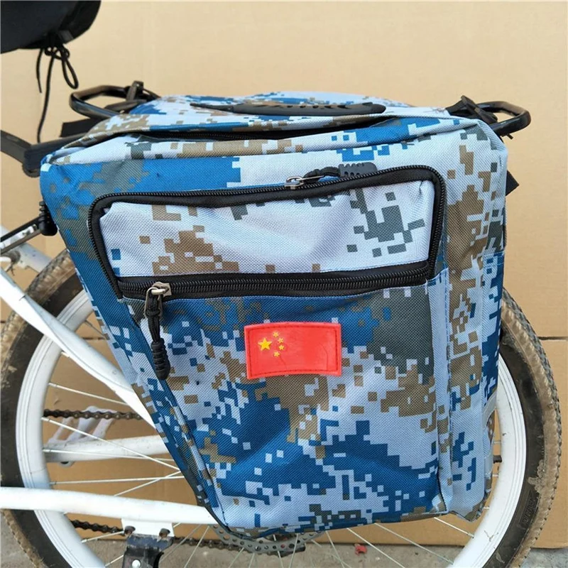 Mountain Road Fahrrad Fahrrad 2 in 1 Camo Kofferraumtaschen Radfahren Doppelseitige Gepäckträger Hecksitz Pannier Pack Gepäckträger