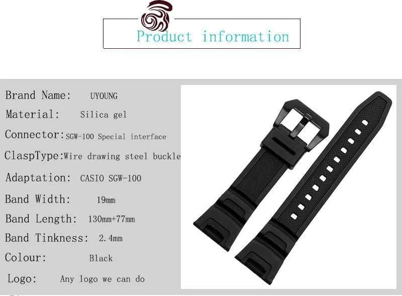 Silikonkautschuk wasserdichtes Armband für Casio SGW-100 Uhrenarmbänder Smartwatches Zubehör Armband