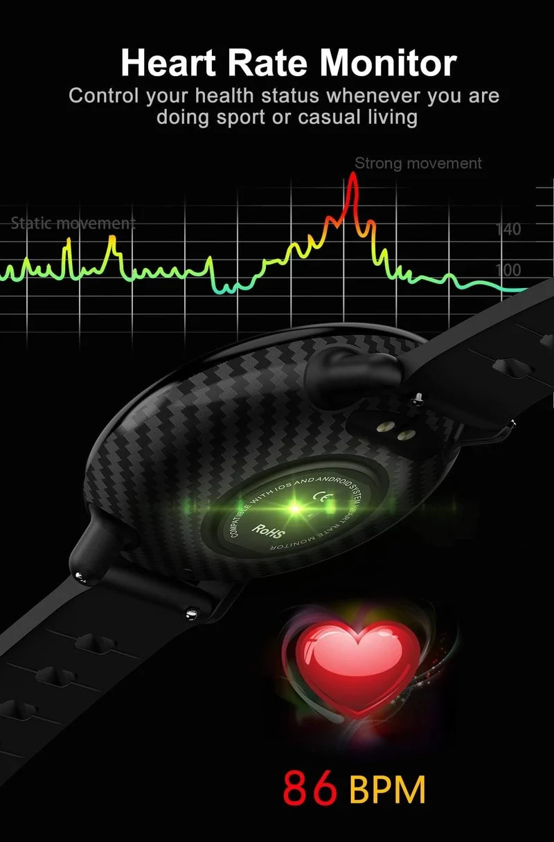 Smart Watch IP68 Wasserdichte Uhr Fitness Tracker Herzfrequenzmesser Männer Frauen Smartwatch für IOS Android