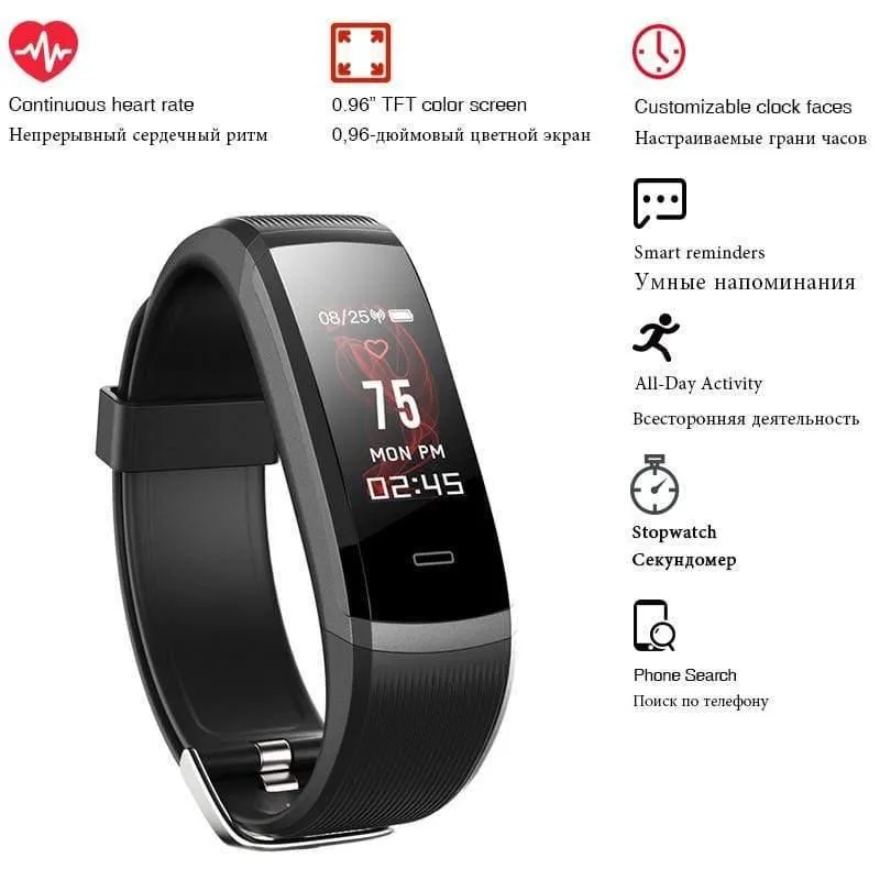 Smartwatch GT101, wasserdicht, Farbbildschirm, Fitness-Tracker, Herzfrequenzmesser, Anruferinnerung, Smartwatch für Männer und Frauen