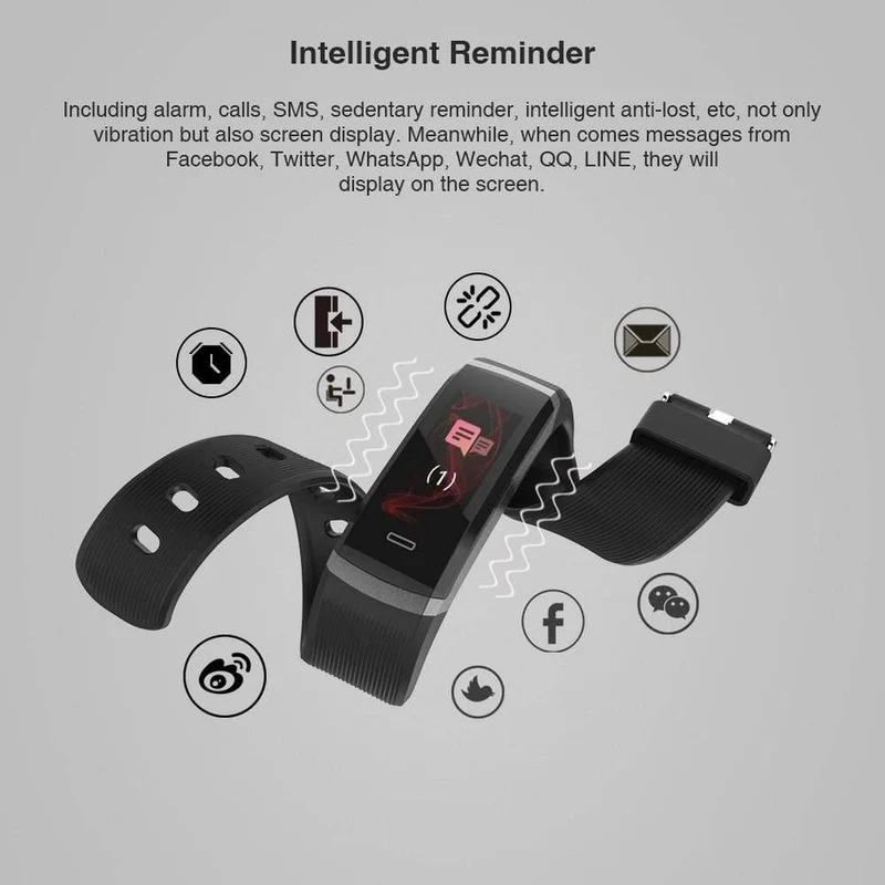 Smartwatch GT101, wasserdicht, Farbbildschirm, Fitness-Tracker, Herzfrequenzmesser, Anruferinnerung, Smartwatch für Männer und Frauen