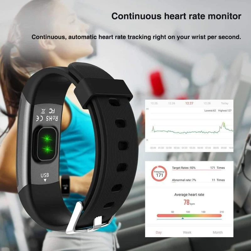 Smartwatch GT101, wasserdicht, Farbbildschirm, Fitness-Tracker, Herzfrequenzmesser, Anruferinnerung, Smartwatch für Männer und Frauen